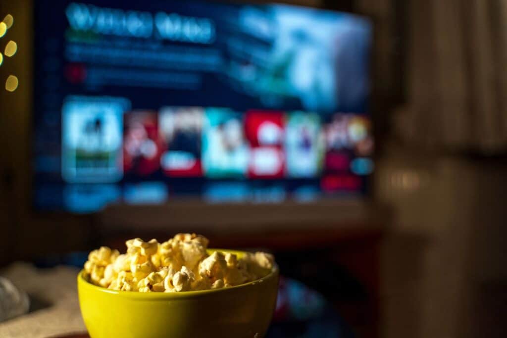 Yellow bowl of popcorn in front of a Netflix screen – Run Away on Netflix review